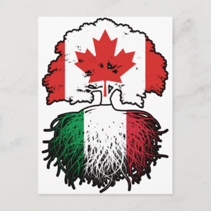 Italienisch Kanadisch Kanada Baum Wurzeln Flagge Postkarte