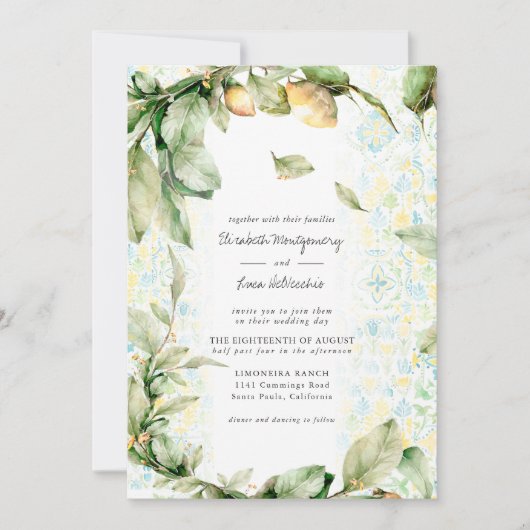 Italienisch Lemon Grove | Boho Botanical Wedding Einladung (Vorderseite)