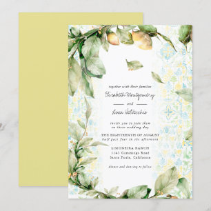 Italienisch Lemon Grove   Boho Botanical Wedding Einladung