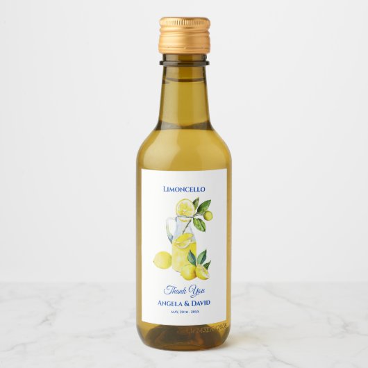 Italienisch Lemon Mini Limoncello Wedding Weinetikett (Vorderseite)
