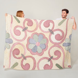 Italienisch Majolica Pink Flora Aquarell Fleecedecke