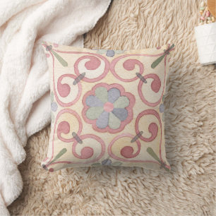 Italienisch Majolica Pink Flora Aquarell Kissen