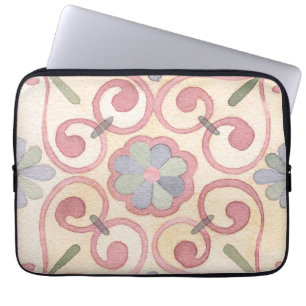 Italienisch Majolica Pink Flora Aquarell Laptopschutzhülle