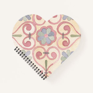 Italienisch Majolica Pink Flora Aquarell Notizblock