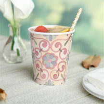 Italienisch Majolica Pink Flora Aquarell