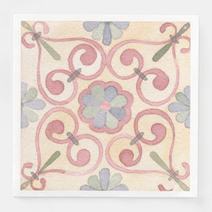 Italienisch Majolica Pink Flora Aquarell Serviette