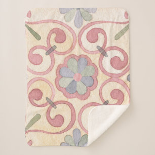 Italienisch Majolica Pink Flora Aquarell Sherpadecke