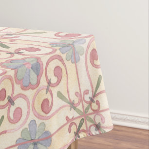 Italienisch Majolica Pink Flora Aquarell Tischdecke