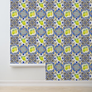 Italienisch Majolica Style Lemon Tile Muster Tapete