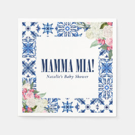 Italienisch Mamma Mia Blue Floral Serviette