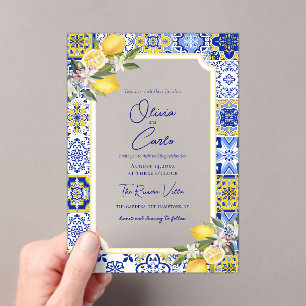 Italienisch mediterrane Hochzeit & Lemon Acryleinladungen