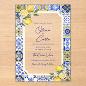 Italienisch mediterrane Hochzeit & Lemon Acryleinladungen (Vorderseite)