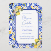 Italienisch mediterrane Hochzeit & Lemon Feiertagskarte (Vorne/Hinten)