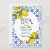 Italienisch-mediterrane Lemon Tile Bridaldusche Einladung (Vorderseite)