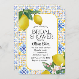 Italienisch-mediterrane Lemon Tile Bridaldusche Einladung