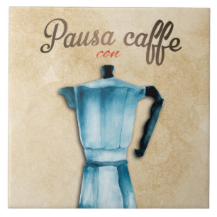 Italienisch Moka Coffee Pot Wasserfarbe Kunst Fliese