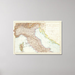 Italienisch nordliche Halfte, Karte von Norditalie Leinwanddruck