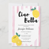 Italienisch Pink Lemon Ciao Baby Bella Dusche Girl Einladung (Vorderseite)