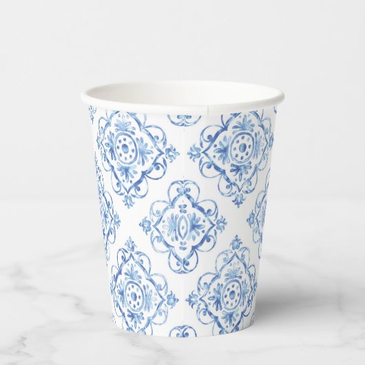 Italienisch Positano Tuscan Blue Tile Pappbecher (Rechts)