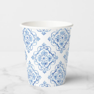 Italienisch Positano Tuscan Blue Tile Pappbecher