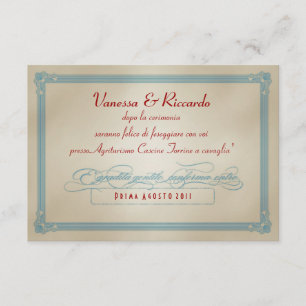 Italienisch Red White & Blue DIY Wedding RSVP Karte