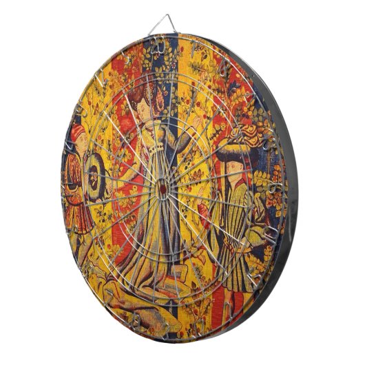 Italienisch Rot Gelb Chinoiserie Dartscheibe (Vorderseite rechts)