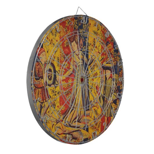 Italienisch Rot Gelb Chinoiserie Dartscheibe (Vorderseite Links)