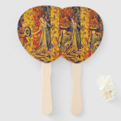 Italienisch Rot Gelb Chinoiserie Fächer (Vorne und Hinten)