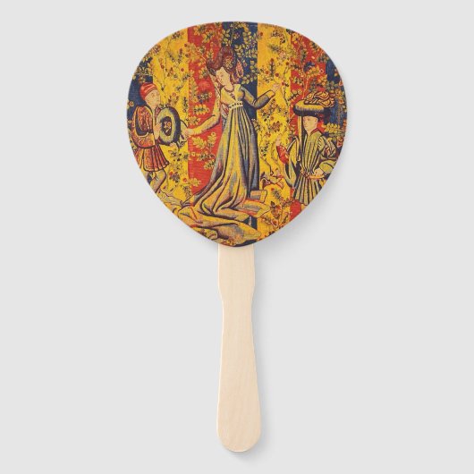 Italienisch Rot Gelb Chinoiserie Fächer (Vorderseite)