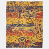 Italienisch Rot Gelb Chinoiserie Fleecedecke (Vorderseite)