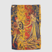 Italienisch Rot Gelb Chinoiserie Golfhandtuch (Vorderseite)