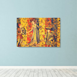 Italienisch Rot Gelb Chinoiserie Leinwanddruck