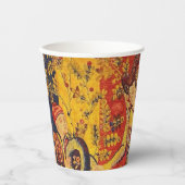 Italienisch Rot Gelb Chinoiserie Pappbecher (Vorderseite)