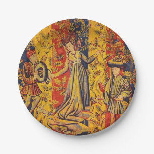 Italienisch Rot Gelb Chinoiserie Pappteller