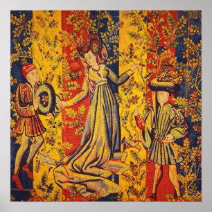 Italienisch Rot Gelb Chinoiserie Poster