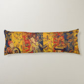 Italienisch Rot Gelb Chinoiserie Seitenschläferkissen (Rückseite)