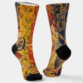 Italienisch Rot Gelb Chinoiserie Socken (Gewinkelt)