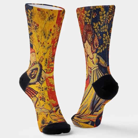 Italienisch Rot Gelb Chinoiserie Socken (Gewinkelt)