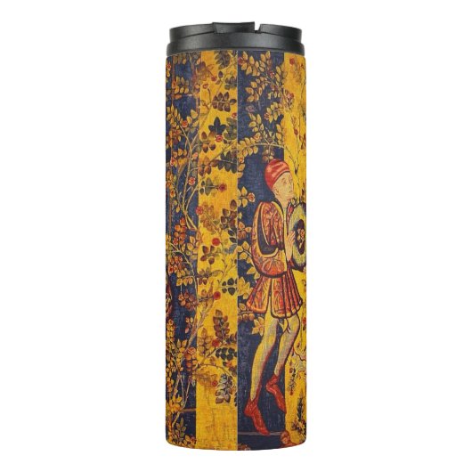 Italienisch Rot Gelb Chinoiserie Thermosbecher (Rückseite)