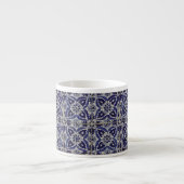 Italienisch-rustikale Tiles Azulejo Blue White Geo Espressotasse (Vorderseite)