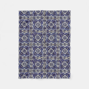Italienisch-rustikale Tiles Azulejo Blue White Geo Fleecedecke