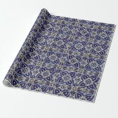 Italienisch-rustikale Tiles Azulejo Blue White Geo Geschenkpapier (Ungerollt)