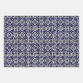 Italienisch-rustikale Tiles Azulejo Blue White Geo Geschenkpapier Set (Vorderseite)