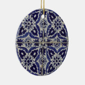 Italienisch-rustikale Tiles Azulejo Blue White Geo Keramik Ornament (Rechts)