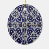Italienisch-rustikale Tiles Azulejo Blue White Geo Keramik Ornament (Links)
