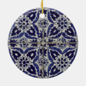 Italienisch-rustikale Tiles Azulejo Blue White Geo Keramik Ornament (Hinten)