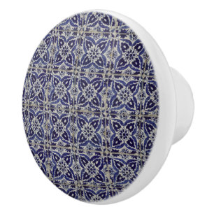 Italienisch-rustikale Tiles Azulejo Blue White Geo Keramikknauf