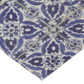 Italienisch-rustikale Tiles Azulejo Blue White Geo Kurzer Tischläufer (Ecke)