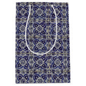 Italienisch-rustikale Tiles Azulejo Blue White Geo Mittlere Geschenktüte (Vorderseite)
