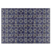 Italienisch-rustikale Tiles Azulejo Blue White Geo Schneidebrett (Vorderseite)